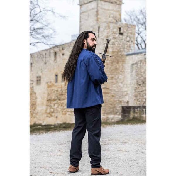 Adrian Medieval Lace-Up Shirt - Blue