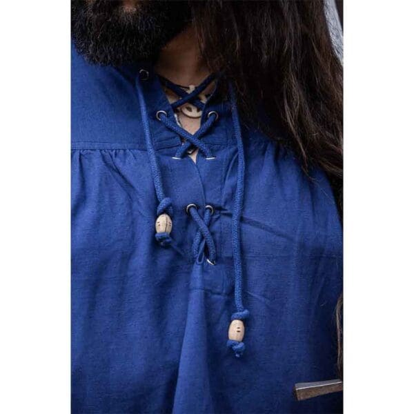 Adrian Medieval Lace-Up Shirt - Blue