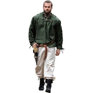 Adrian Medieval Lace-Up Shirt - Green