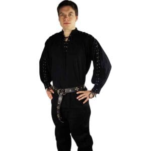 Adrian Medieval Lace-Up Shirt - Black