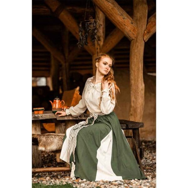 Isabella Medieval Skirt - Green/Natural