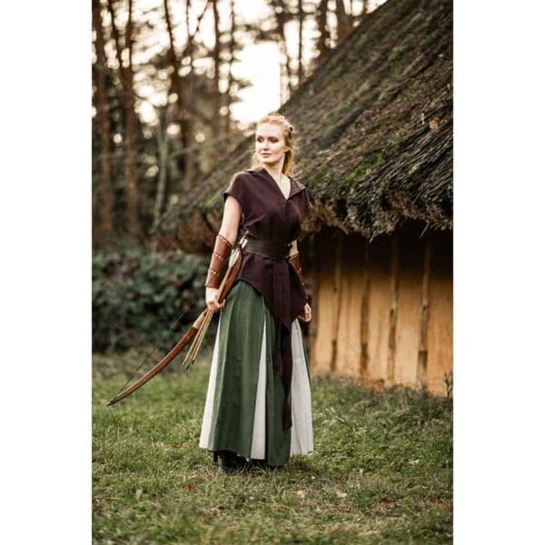 Isabella Medieval Skirt - Green/Natural