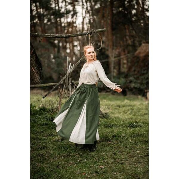 Isabella Medieval Skirt - Green/Natural