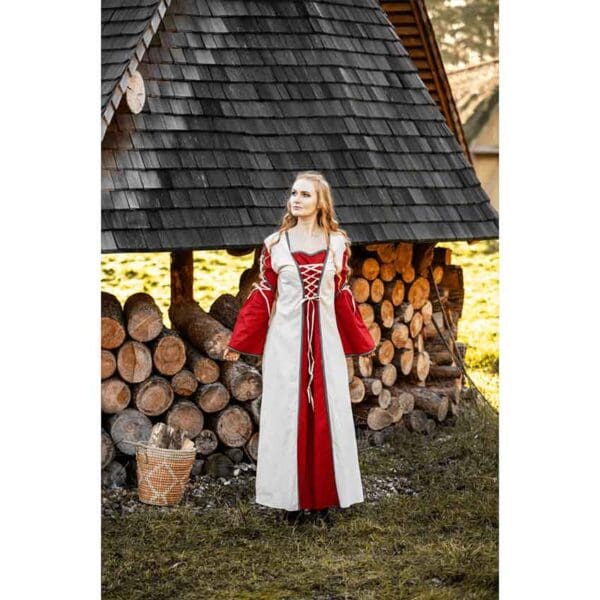 Amalia Medieval Dress - Natural/Red