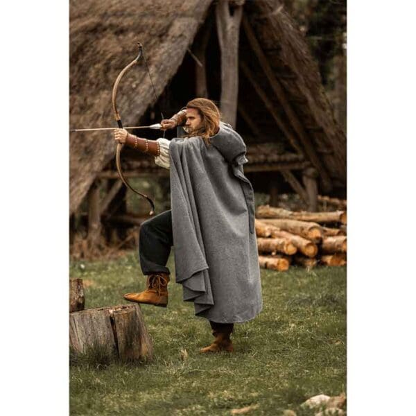 Hervir Wool Cloak with Liripipe Hood - Grey