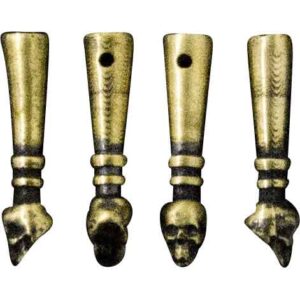 Skull Aiglet Brass Tips - Set of 4