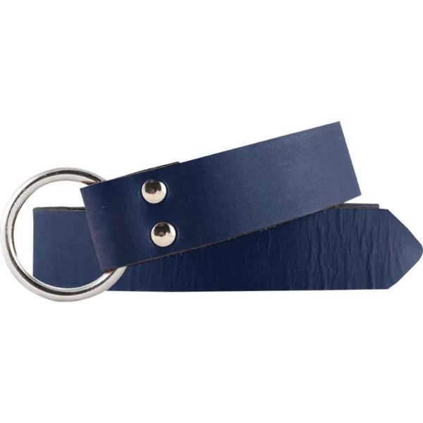 Leather Medieval Ring Belt - Blue