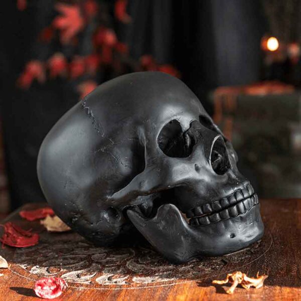 Moveable Black Skull Statue