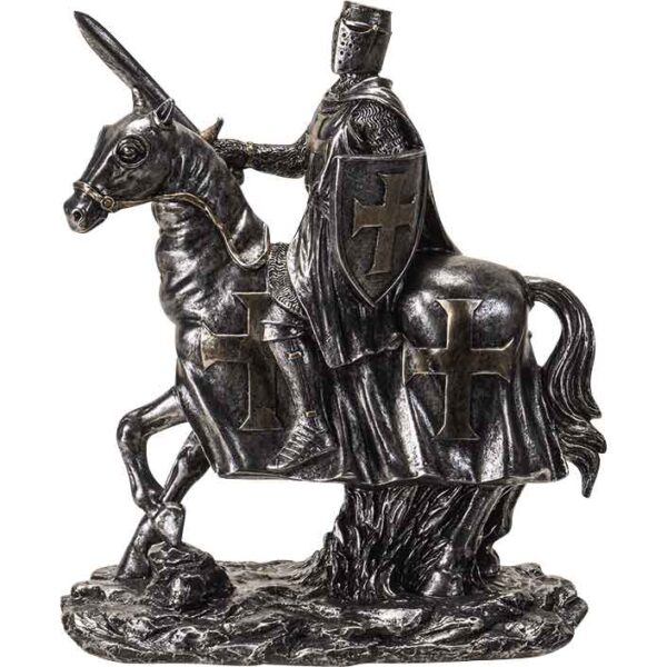 Medieval Mounted Templar Knight Statue