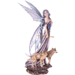 Fairy with Wolf Protectors Statue