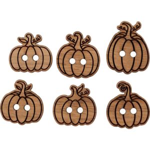 Wooden Pumpkin Buttons - Set of 6