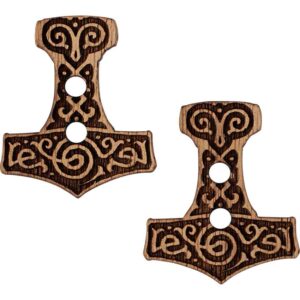 Thor's Hammer Wooden Buttons - Set of 2