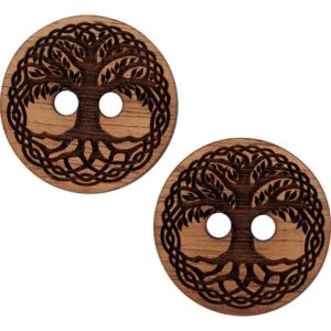 Celtic Tree of Life Wooden Buttons - Set of 2