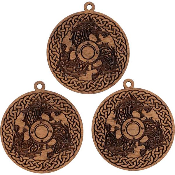 Celtic Wolf Shield Mini Christmas Ornament - Set of 3