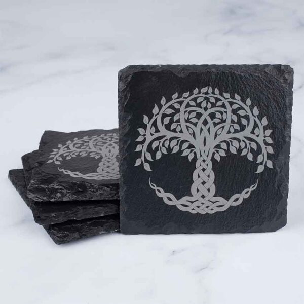 Celtic Tree Slate Coasters - Set of 4