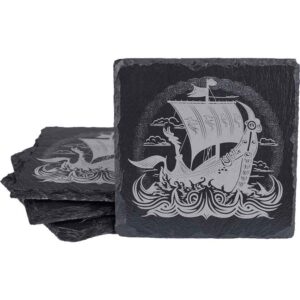 Viking Longboat Slate Coasters - Set of 4