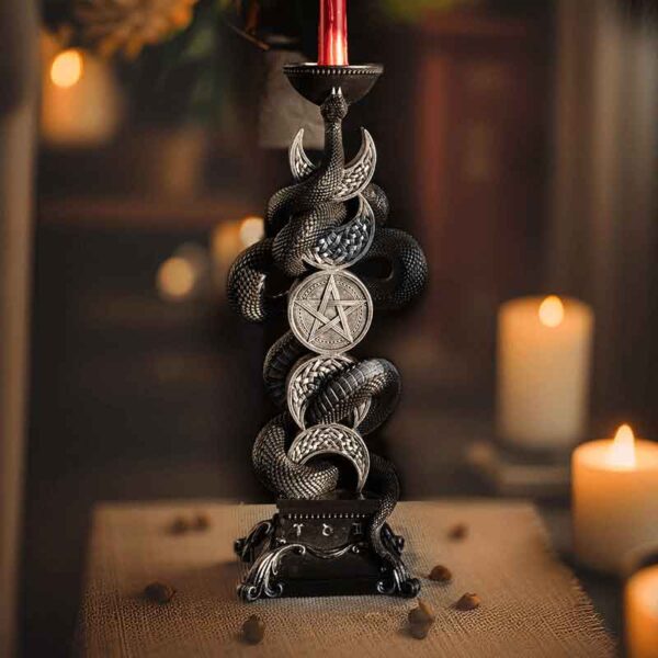 Triple Moon Serpent Candleholder