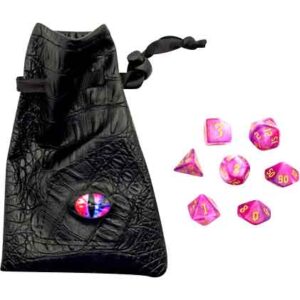 Pink Dragon Gaming Dice Set with Pouch