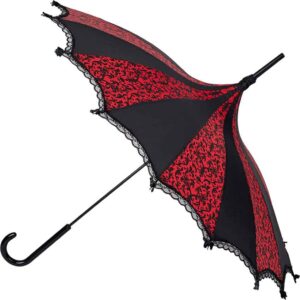 Red and Black Skull Damask Umbrella