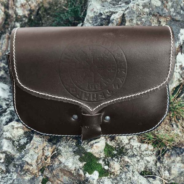 Folkvar Vegvisir Viking Belt Pouch - Brown